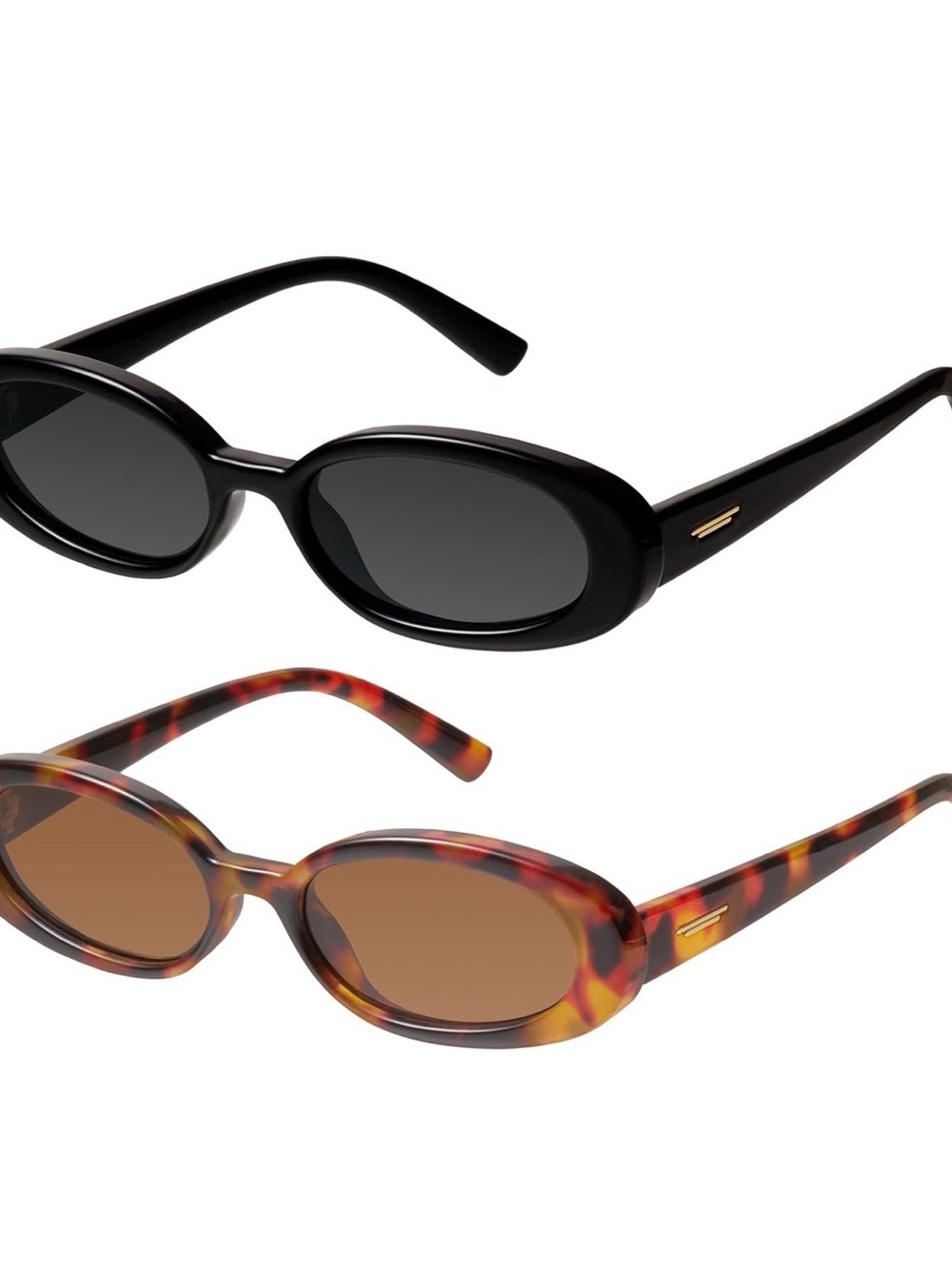 Amazon Oval Sunglasses Duo — Black & Tortoise Shell Frames